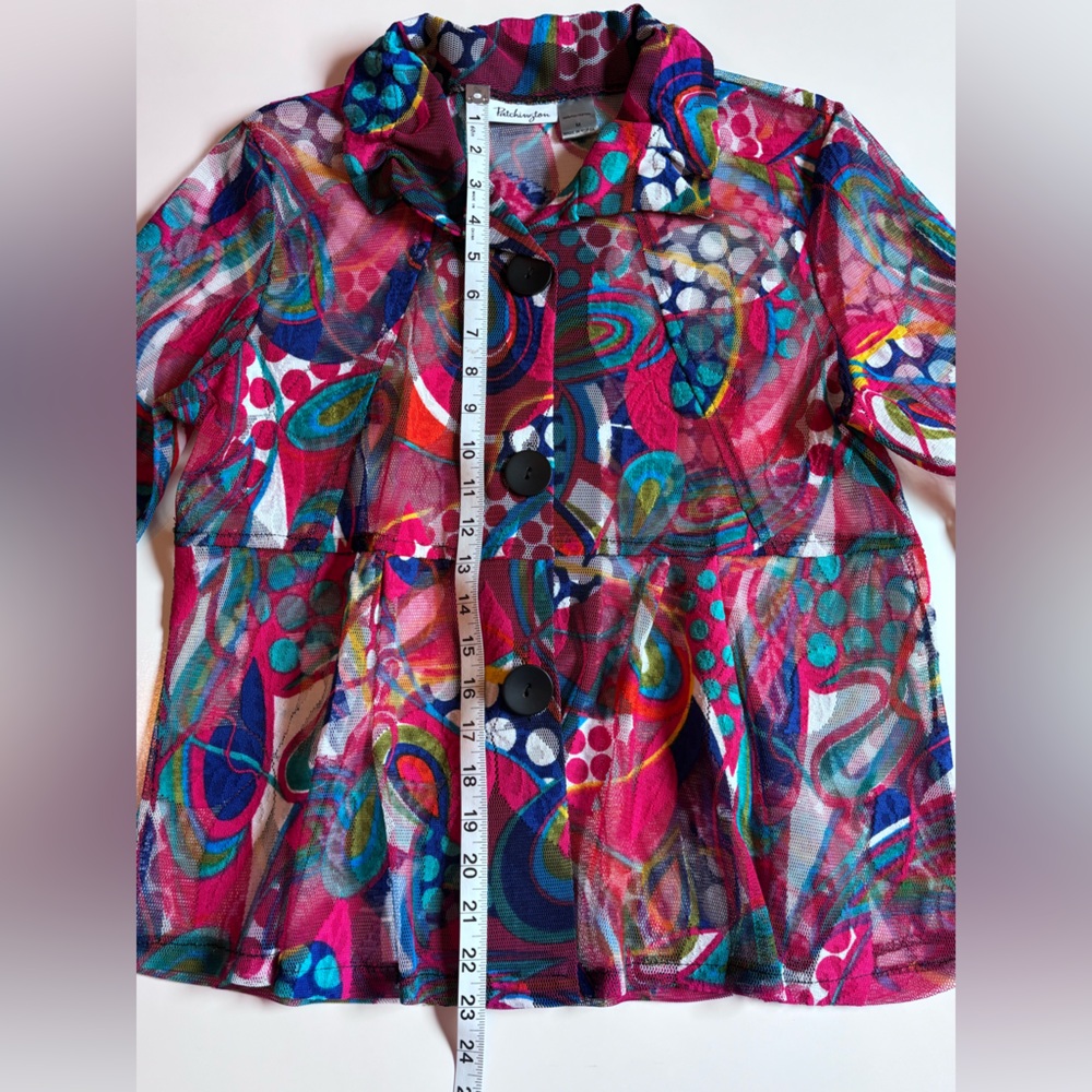 Patchington Multicolor Abstract Mesh Button Down … - image 6